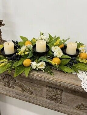 Lemon & Greenery Candle Holder Centerpiece